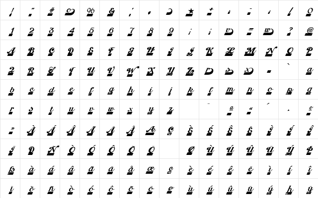 Boola Boola NF Medium Character Map