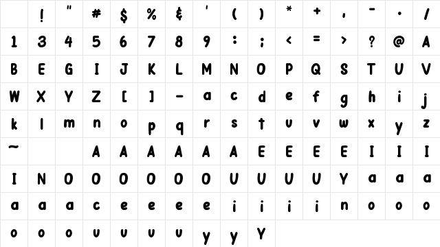Papernotes Bold Character Map Papernotes Bold Character Map