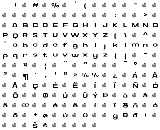 Valonik Regular Character Map Valonik Regular Character Map