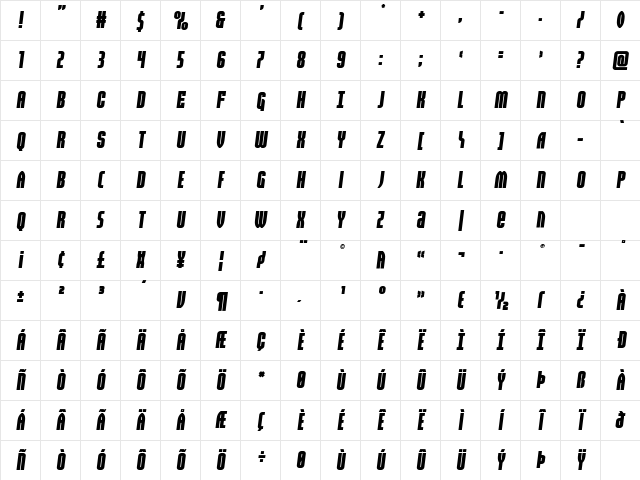 Valiant Times Semi-Italic Regular Character Map Valiant Times Semi-Italic Regular Character Map