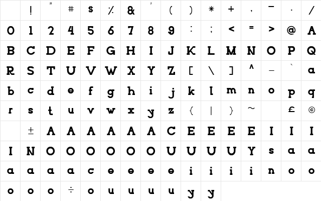 NORTHCLIFF Regular Character Map NORTHCLIFF Regular Character Map