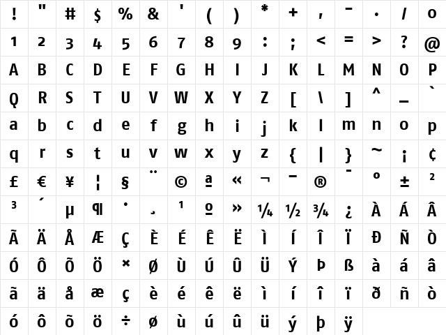 FagoNo Bold Character Map