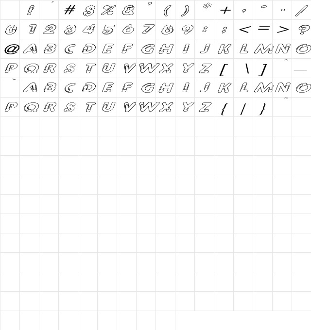 Paper Clip Ex Italic Character Map Paper Clip Ex Italic Character Map