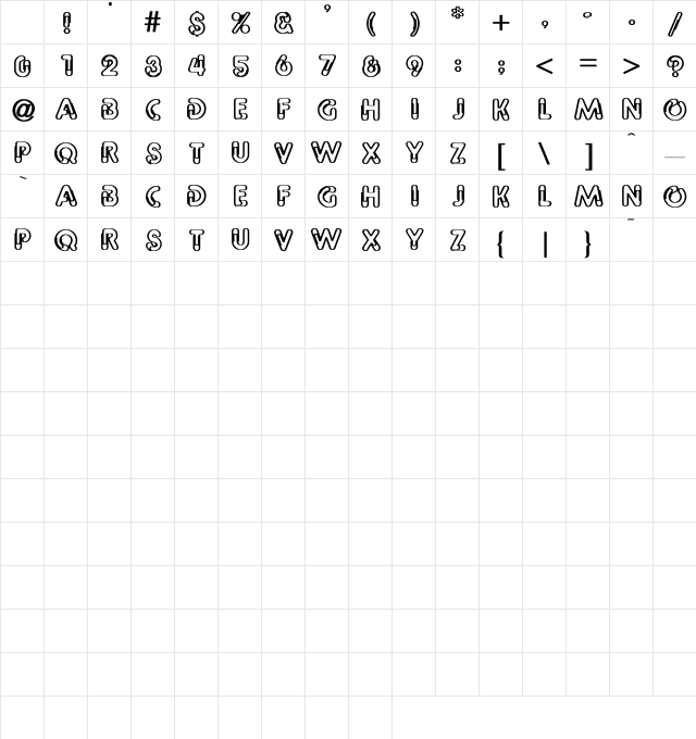 Paper Clip Bold Character Map Paper Clip Bold Character Map