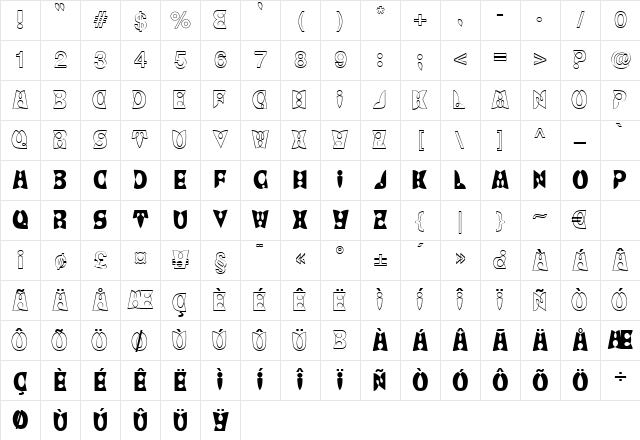 Papillon Regular Character Map Papillon Regular Character Map