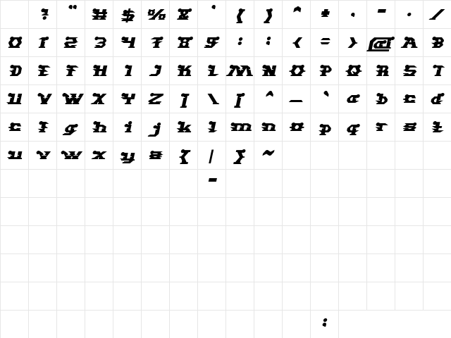 STARGAZER Bold Italic Character Map