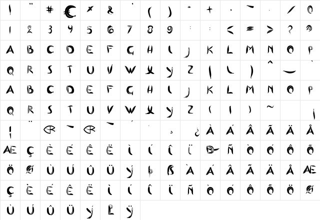 BA naan Regular Character Map
