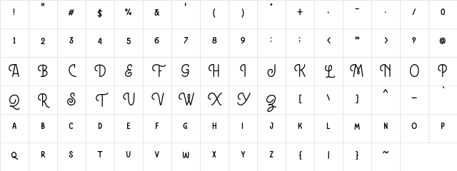 Siregar DEMO Regular Character Map Siregar DEMO Regular Character Map
