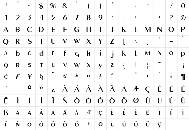 PaqueteSSK Regular Character Map PaqueteSSK Regular Character Map