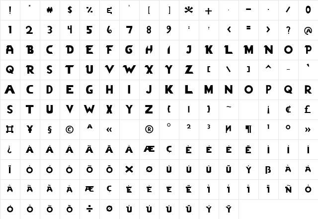 VEZTRO Regular Character Map VEZTRO Regular Character Map