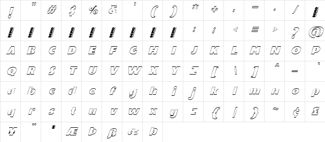 Noelty DEMO Outline Italic Character Map Noelty DEMO Outline Italic Character Map