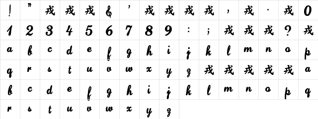 YaYaBaby Regular Character Map YaYaBaby Regular Character Map