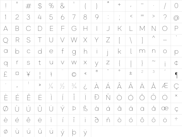 Okta ExtraLight Character Map Okta ExtraLight Character Map
