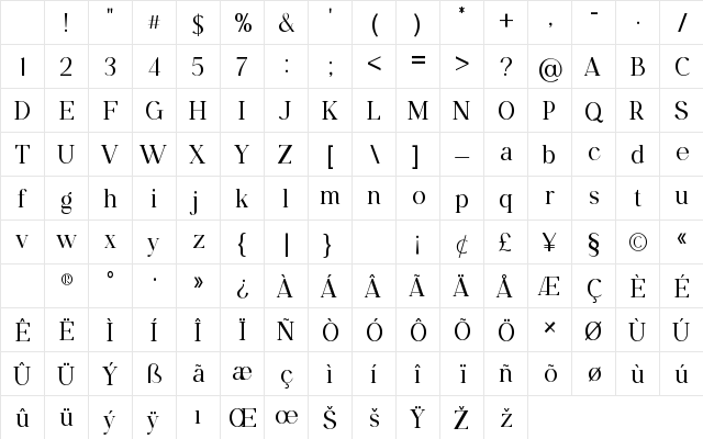 Paperboard Regular Character Map Paperboard Regular Character Map