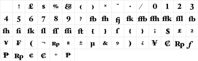 HoeflerText Black-Alt Character Map