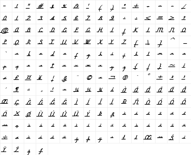 NixonScript Bold Italic Character Map NixonScript Bold Italic Character Map