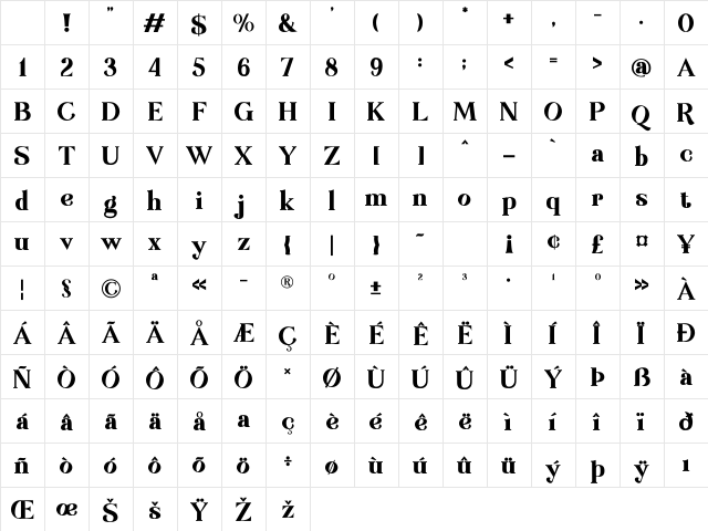 Rudisfave Regular Character Map