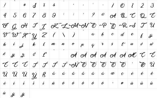 Silent Asia - Personal Use Regular Character Map Silent Asia - Personal Use Regular Character Map