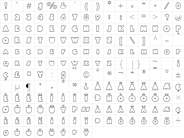 LTBlackWhiteOutline Black Character Map