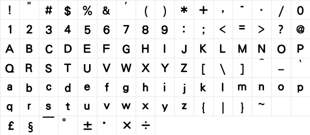 HanWangHeiHeavy Regular Character Map