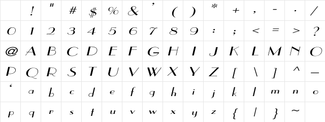 ParagonExtItal Regular Character Map ParagonExtItal Regular Character Map