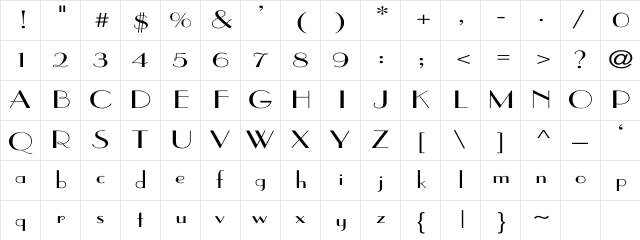 ParagonExt Regular Character Map