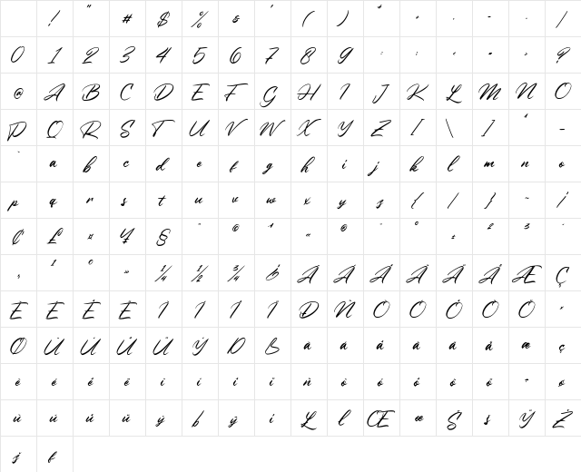 Winsberg Regular Character Map Winsberg Regular Character Map