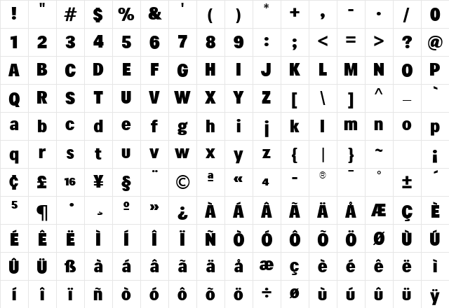TFAdepta Extrabold Character Map