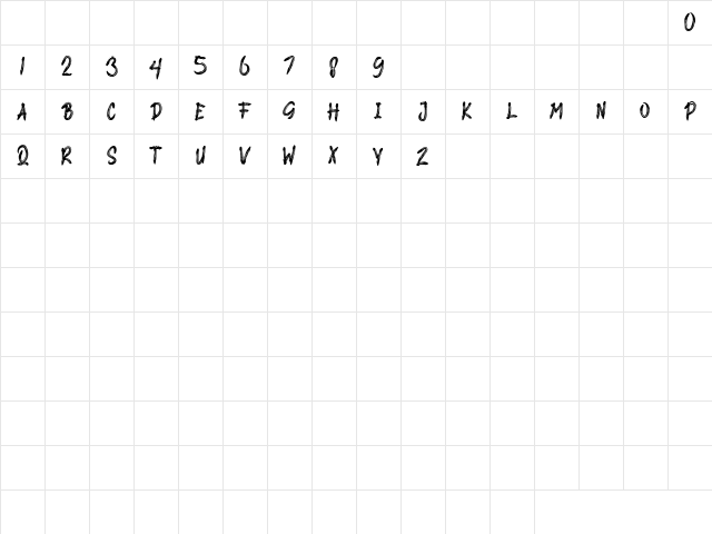 WUHAN BRUSH Regular Character Map