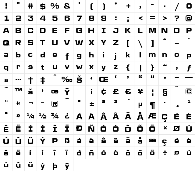 a_LineaSans Bold Character Map a_LineaSans Bold Character Map