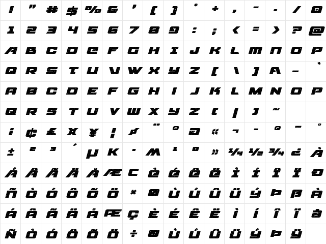 Starcruiser Expanded Italic Expanded Italic Character Map Starcruiser Expanded Italic Expanded Italic Character Map