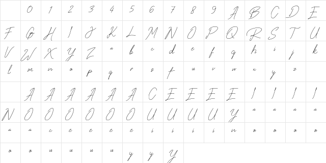 Roger Heart Regular Character Map