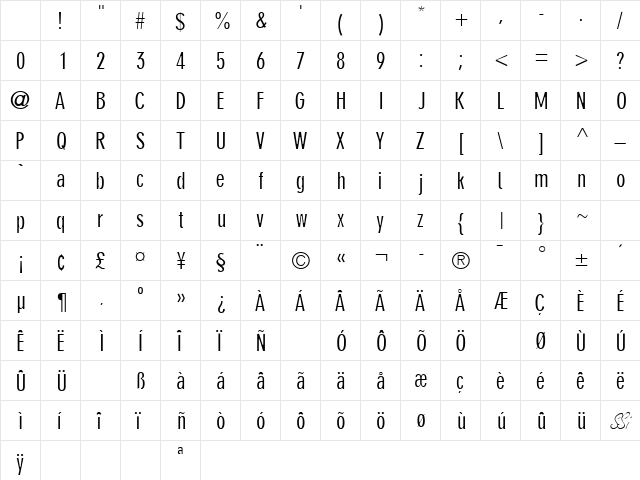 ParallaxGroteskCondSSK Regular Character Map ParallaxGroteskCondSSK Regular Character Map