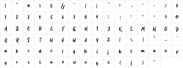 Briberra DEMO Regular Character Map