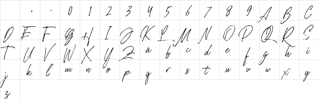Belle Hamilton Regular Character Map