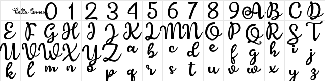 Hello Linnea Regular Character Map Hello Linnea Regular Character Map