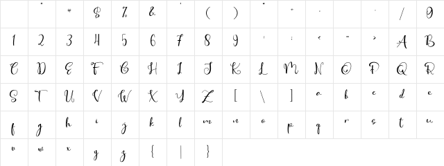Cute Thing Script (Demo) Regular Character Map Cute Thing Script (Demo) Regular Character Map