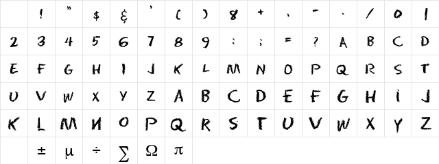 Paranoid Regular Character Map Paranoid Regular Character Map