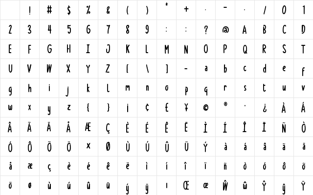 Butterskull Regular Character Map Butterskull Regular Character Map
