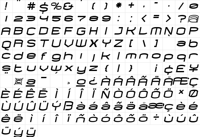 Chord BlackItalic Character Map