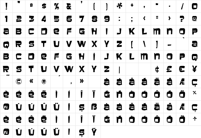 TR Baveuse Regular Character Map TR Baveuse Regular Character Map
