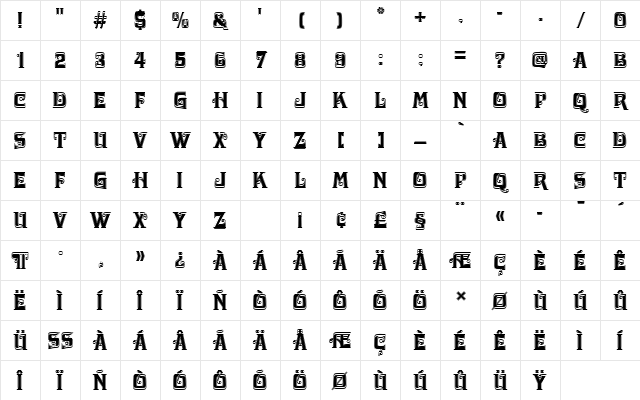 DavidaDIn1 Regular Character Map