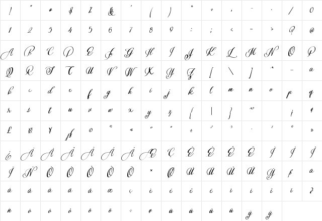The Longlight Regular Character Map