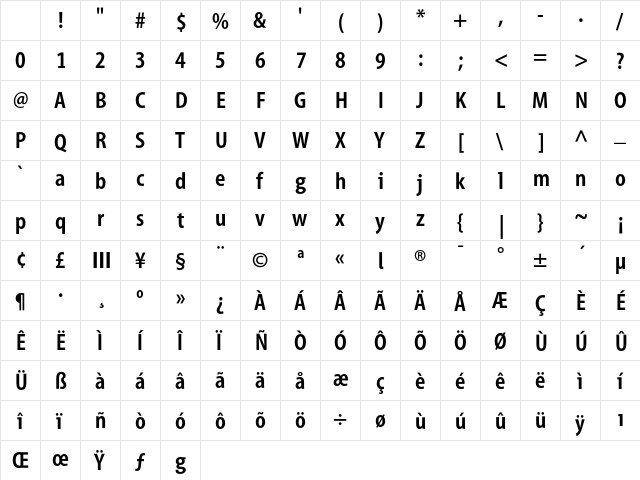 BerlinMyriad Bold Character Map BerlinMyriad Bold Character Map