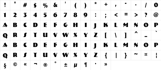 a_BremenNr Bold Character Map
