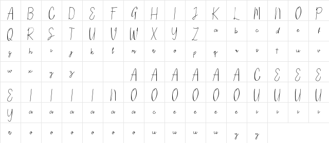 NORTH MOUNT DEMO Script Regular Character Map