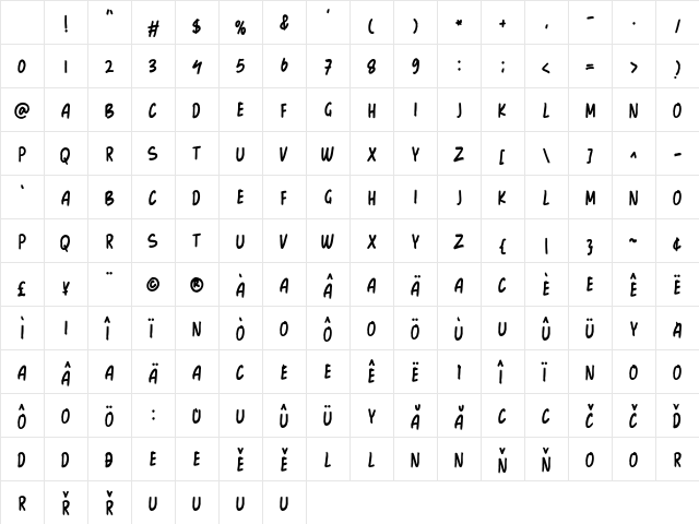 GoodBoom Regular Character Map
