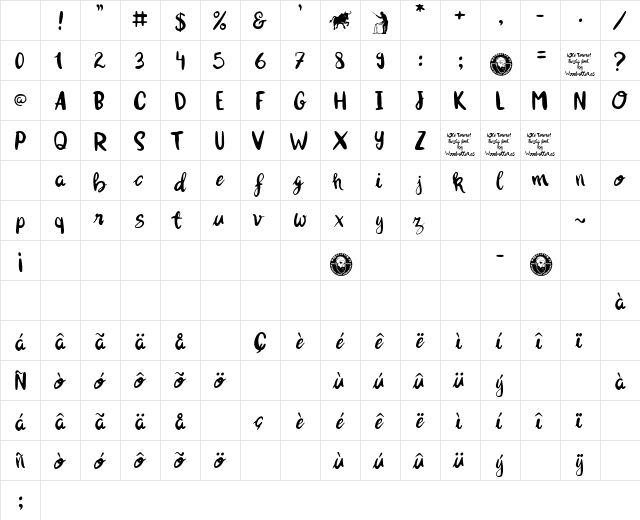 l torero! Regular Character Map l torero! Regular Character Map