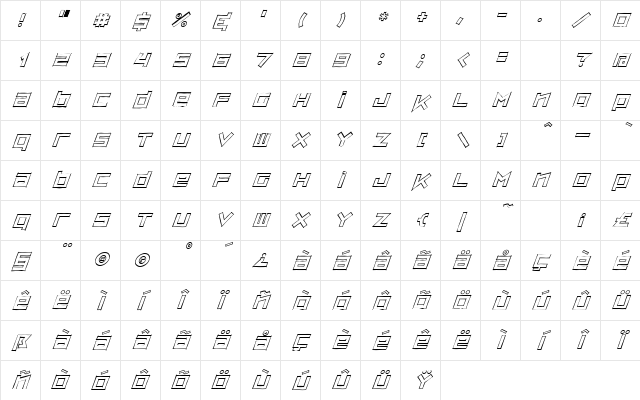 ZipSonik Sketch-Italic Character Map ZipSonik Sketch-Italic Character Map