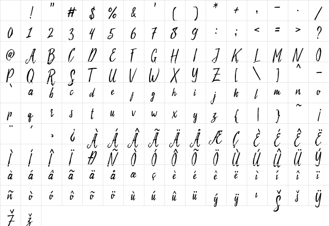 Evelyne Script Free Demo Regular Character Map Evelyne Script Free Demo Regular Character Map